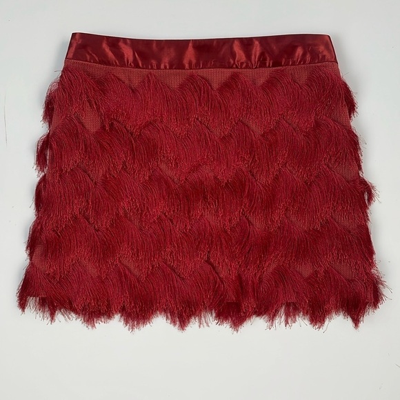 River Island Women's Rust Orange Fringe Mini Skirt Size US 14, New with Tags! - Picture 1 of 8